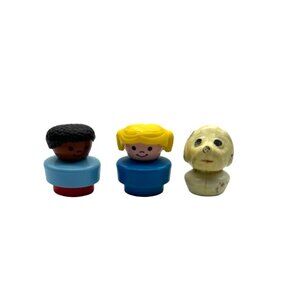 Fisher Price Little People Chunky People Lot of 3 Dog Girl Boy Figures 1990 Vtg